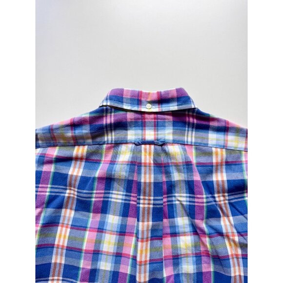 POLO RALPH LAUREN Blue Pink Madras Plaid Cotton Twill Button Down Shirt, Size M - Picture 9 of 15